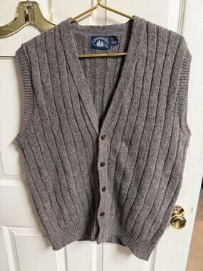 Boathouse Vnt Sleeveless V USA Button Up Sweater Vest Mens Gray Speckle Xl 44w
